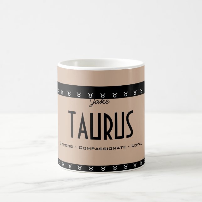 Personalisieren Sie Namensfarbe TAURUS Geburtstag  Tasse (Mittel)