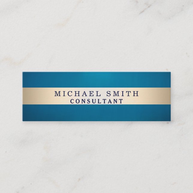 Personalisieren Sie Navy Blue Imitats Gold Foil St Mini Visitenkarte (Vorderseite)
