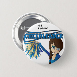 Personalisieren Sie Niedlich Blue Cheerleader Girl Button
