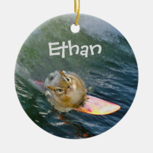 Personalisieren Sie Niedlich surfing Chipmunk Keramik Ornament
