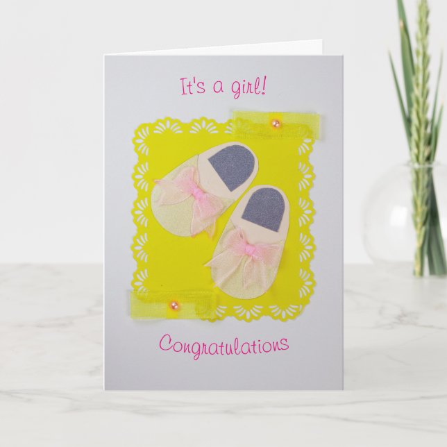 Personalisieren Sie Niedliche Baby-Hausschuhe Karte (Vorderseite)