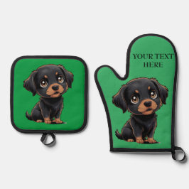 Personalisieren Sie Niedliche Geschenke für Welpen Ofenhandschuh & Topflappen-Set