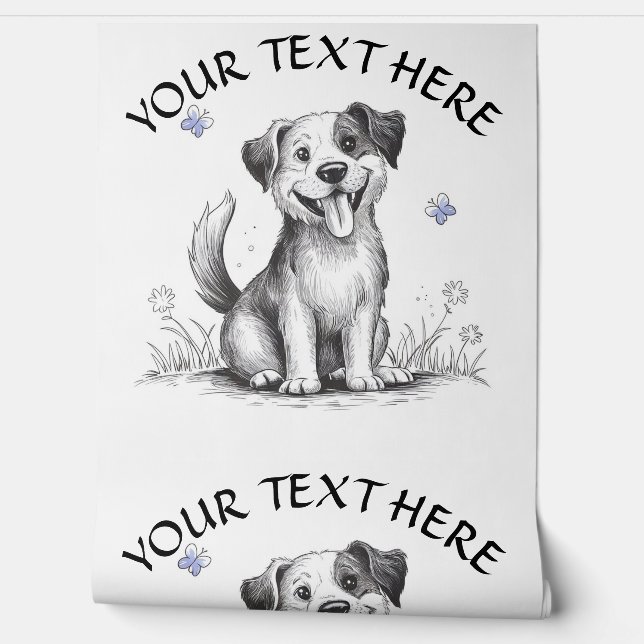 Personalisieren Sie Niedliche Hunde und blaue Schm Tapete (Abrollen)