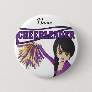 Personalisieren Sie Niedliche Lila Cheerleader Gir Button