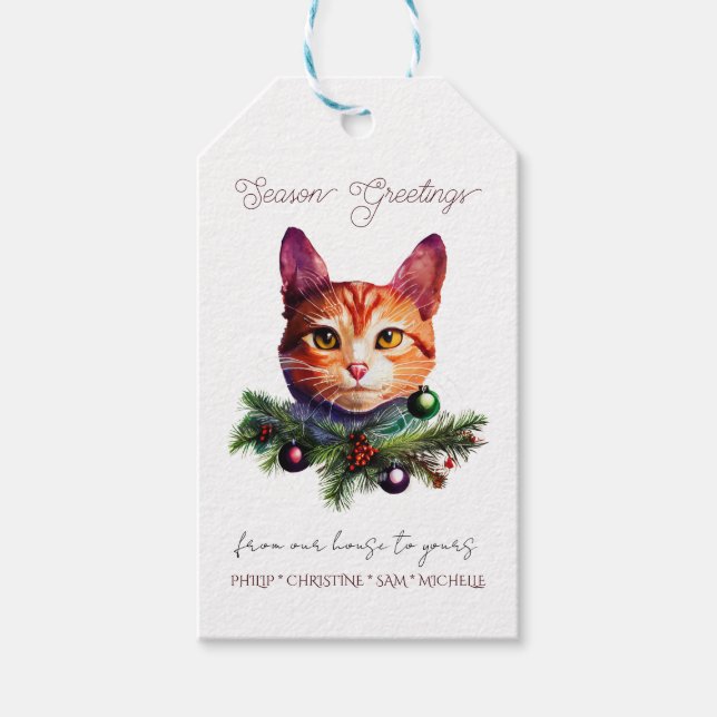 Personalisieren Sie Niedliche Orange Cat Weihnacht Geschenkanhänger (Vorderseite)