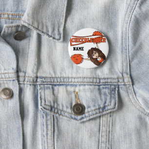 Personalisieren Sie Niedliche Orange Cheerleader G Button