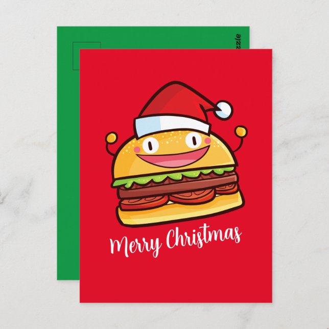 Personalisieren Sie Niedliche Weihnachts-Hamburger Postkarte (Vorne/Hinten)