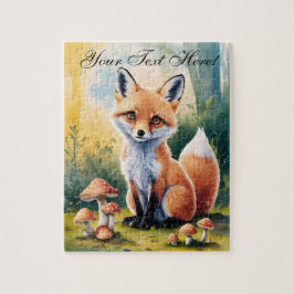 Personalisieren Sie Niedlichen Fox im Pilzwald Puzzle