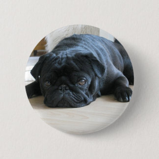 Personalisieren Sie niedlichen schwarzen Mops Welp Button
