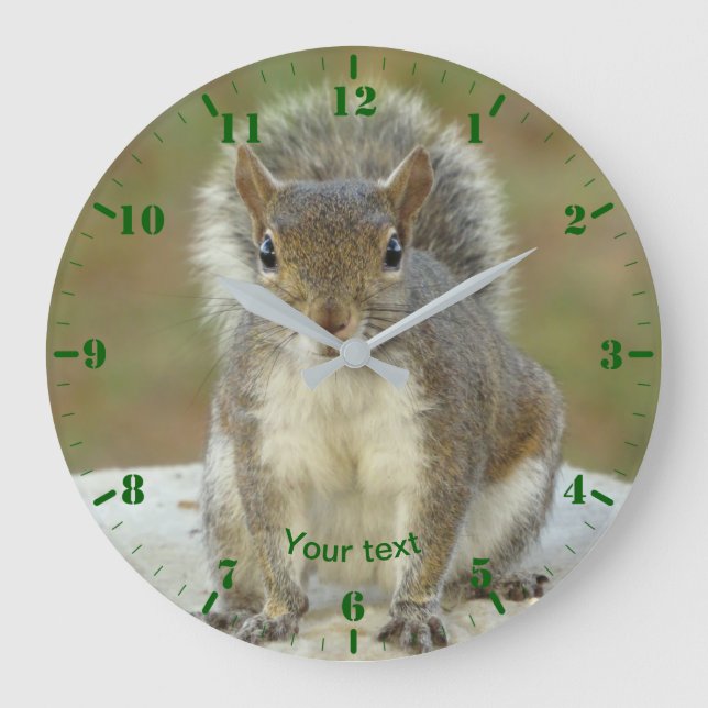 Personalisieren Sie niedliches Eichhörnchen von An Große Wanduhr (Vorderseite)