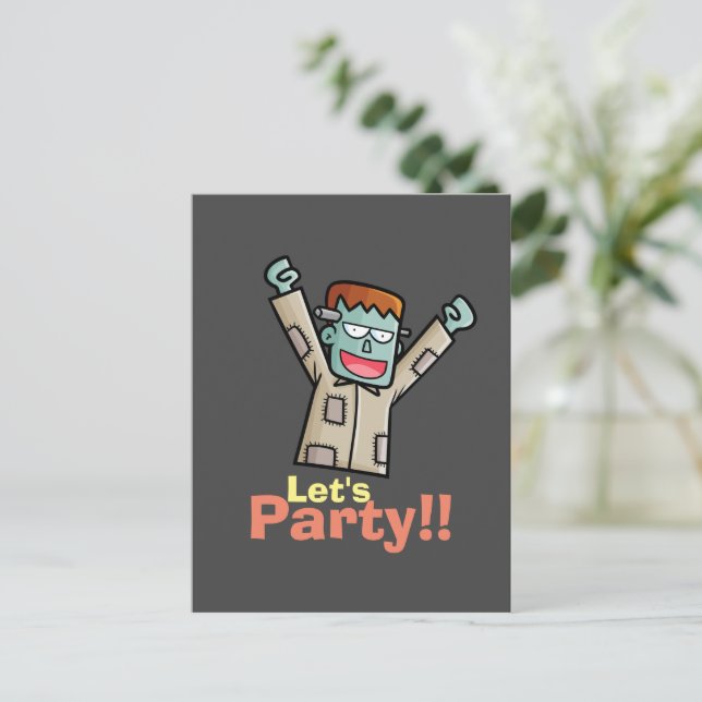 Personalisieren Sie Party Frankenstein Postcard Postkarte (Stehend Vorderseite)