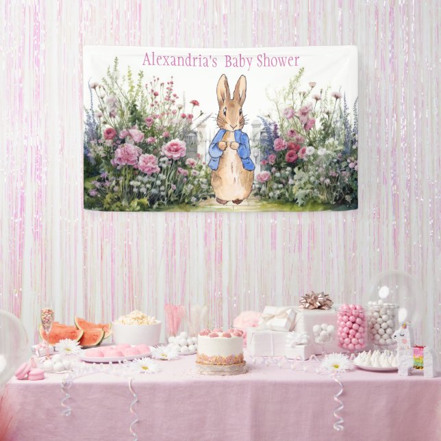 Personalisieren Sie Peter die Kaninchen Baby Dusch Banner (Party)