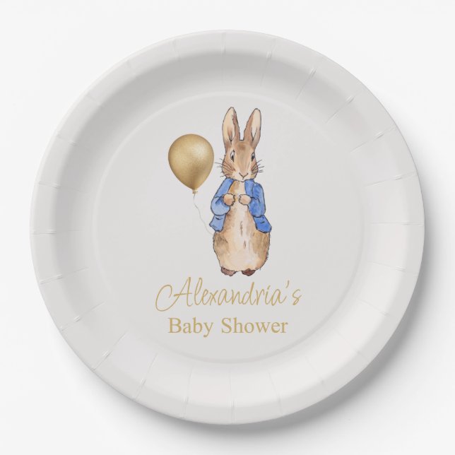 Personalisieren Sie Peter die Rabbit Baby Dusche Pappteller (Vorderseite)