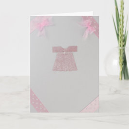 Personalisieren Sie Pink Baby Mädchen Kleid Taufen Karte