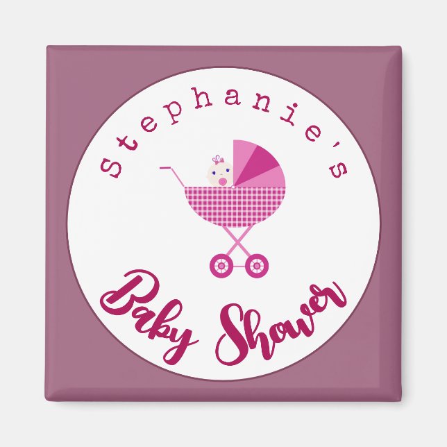 Personalisieren Sie Pink Carriage Baby Dusche Gefa Magnet (Vorne)
