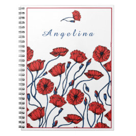 Personalisieren Sie Poppy Blume Bouquet Notizblock