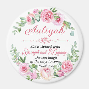 Personalisieren Sie Prov 31:25 Muttertag Rosa Rose Magnet