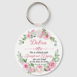 Personalisieren Sie Prov 31:25 Muttertag Rosa Rose Schlüsselanhänger