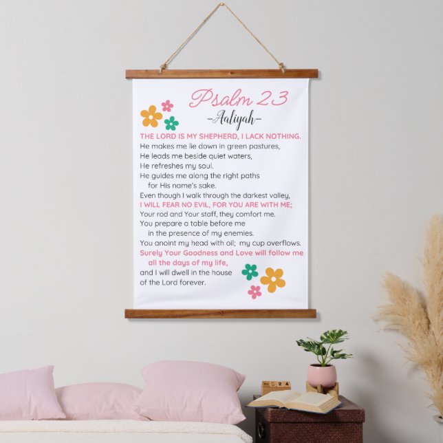 Personalisieren Sie Psalm 23-NIV Bibelbibliotheken Wandteppich Mit Holzrahmen (Schlafzimmer)