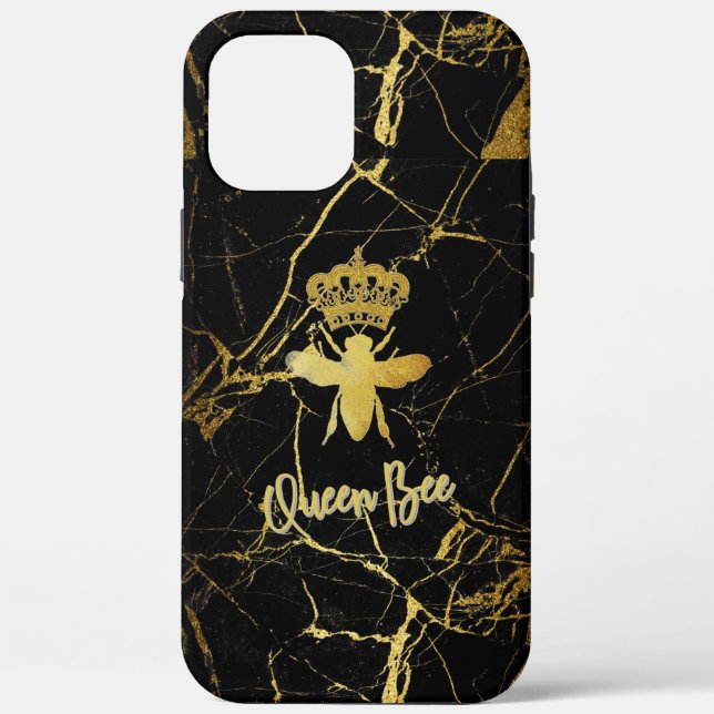Personalisieren Sie QUEEN BEEN Gold Black Marble P Case-Mate iPhone Hülle (Rückseite)