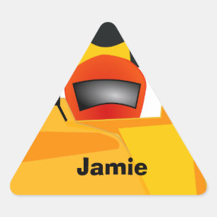 Personalisieren Sie Race Car Geburtstagsparty Gesc Dreieckiger Aufkleber