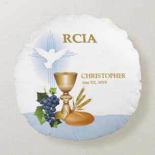 Personalisieren Sie, RCIA Gratulation Katholisches Rundes Kissen