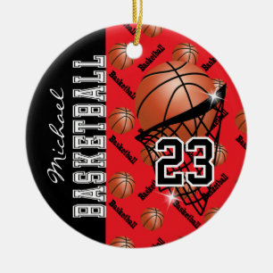 Personalisieren Sie Red Basketball Keramik Ornament