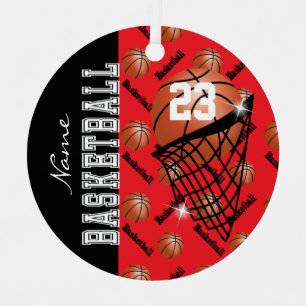 Personalisieren Sie Red Basketball Ornament Aus Metall