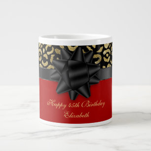 Personalisieren Sie Red Black Gold Leopard Print G Jumbo-Tasse