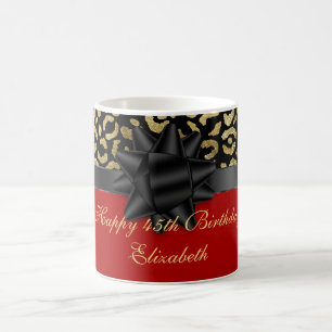 Personalisieren Sie Red Black Gold Leopard Print G Kaffeetasse