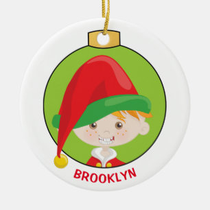 Personalisieren Sie Red Hair Boy Elf Keramik Ornament