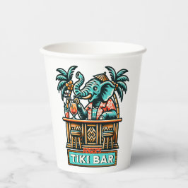 Personalisieren Sie Retro Elephant Tiki Bar Pappbecher