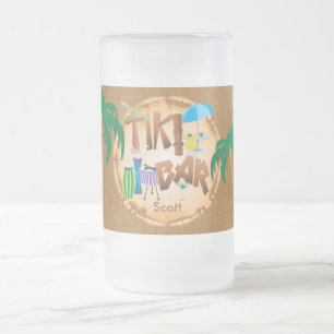 Personalisieren Sie Retro Tiki Bar Party Mattglas Bierglas
