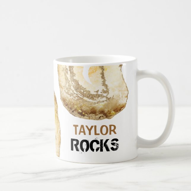 *~* Personalisieren Sie ROCKEN Gelber Glitzer Kaffeetasse (Rechts)