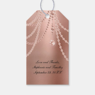 Personalisieren Sie Rose Gold Pearls Diamant Bling Geschenkanhänger