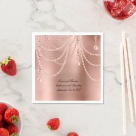 Personalisieren Sie Rose Gold Pearls Diamant Bling Serviette