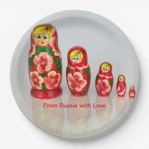 Personalisieren Sie russische Matryoshka stapelbar Pappteller