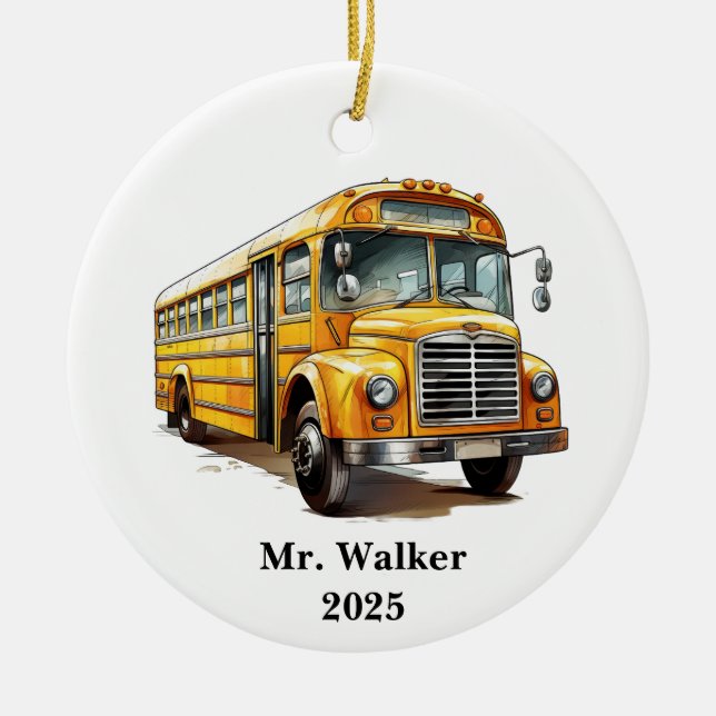 Personalisieren Sie Schulbusfahrer Weihnachtsgesch Keramik Ornament (Vorne)