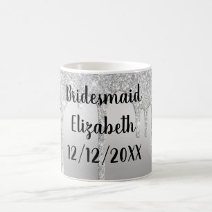 Personalisieren Sie Silver Glitzer Tropfen Geschen Kaffeetasse