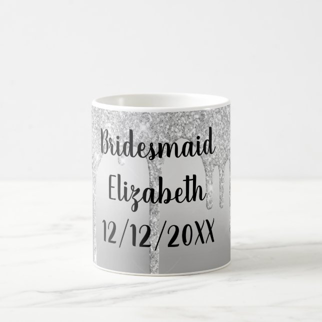 Personalisieren Sie Silver Glitzer Tropfen Geschen Kaffeetasse (Mittel)