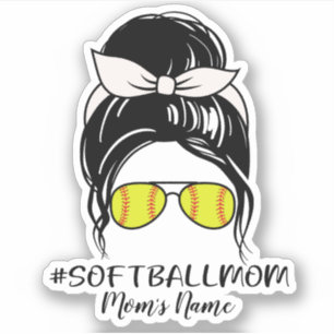 Personalisieren Sie Softball-Mama-Aufkleber Aufkleber