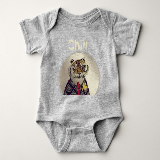 Personalisieren Sie Spaß Chill Tiger Baby Strampler (Vorderseite)