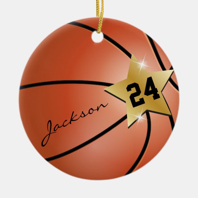 Personalisieren Sie Super ⭐ Star 🏀 Basketball Keramik Ornament (Vorne)