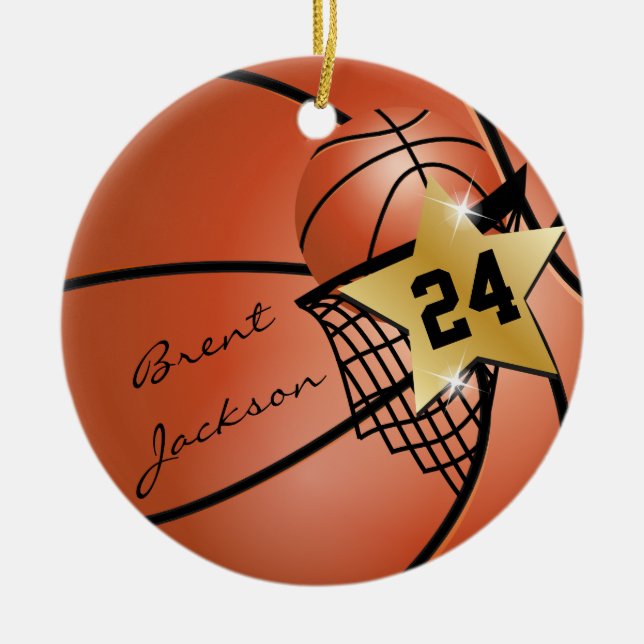 Personalisieren Sie Super ⭐ Star Player 🏀 Basketb Keramikornament (Vorne)