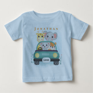 Personalisieren Sie süße Safari-Tiere auf einer Ro Baby T-shirt