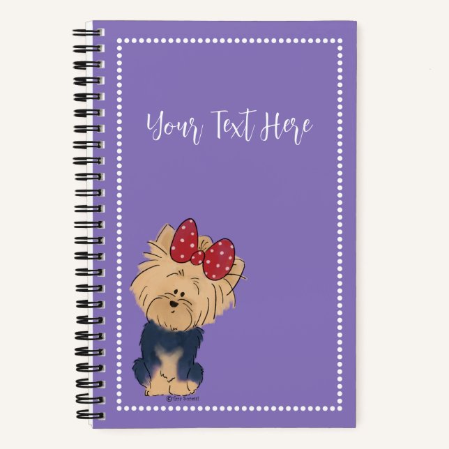 Personalisieren Sie Sweet Yorkie mit Bow Custom Notizbuch (Vorderseite)