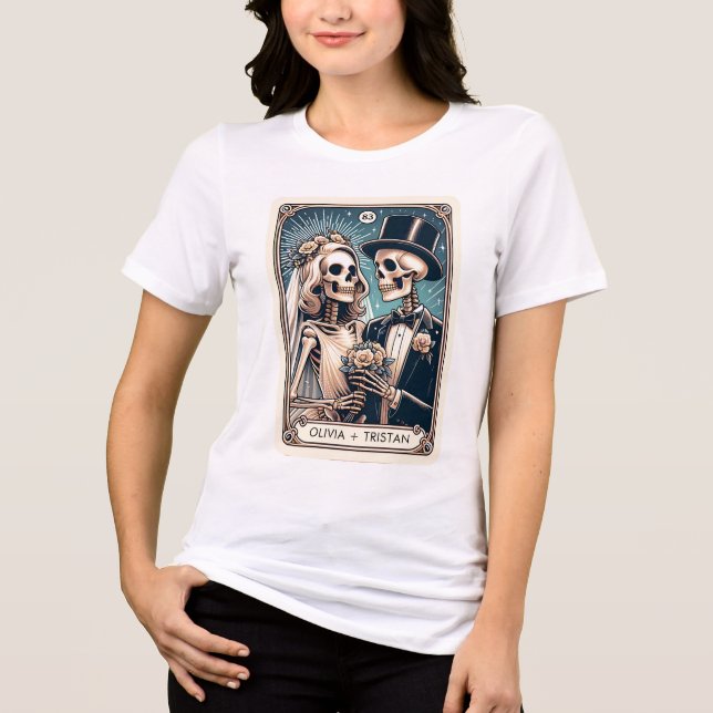 Personalisieren Sie Tarot Theme Wedding Newlyweds Tri-Blend Shirt (Vorderseite)