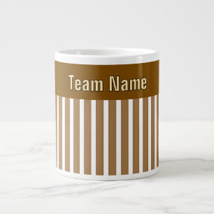 Personalisieren Sie TEAM NAME Brown White Stripes Jumbo-Tasse