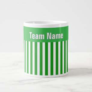 Personalisieren Sie TEAM NAME Grün Weiße Streifen Jumbo-Tasse