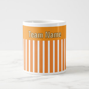 Personalisieren Sie TEAM NAME Orange White Stripes Jumbo-Tasse
